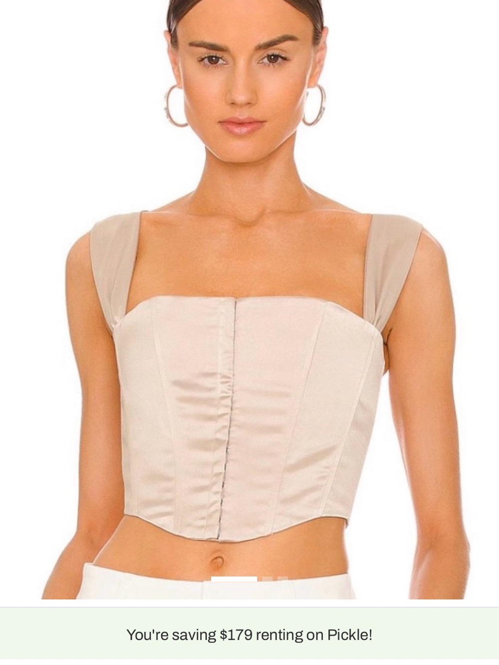 Danielle Guizio Champagne Square-Neck Corset Crop Top